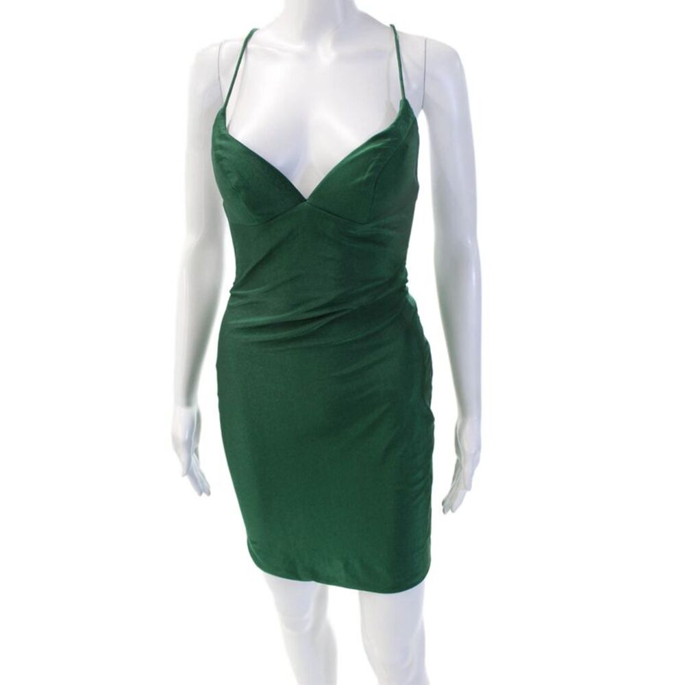 Stacees Women Green Bodycon Slip Mini Dress Size 0